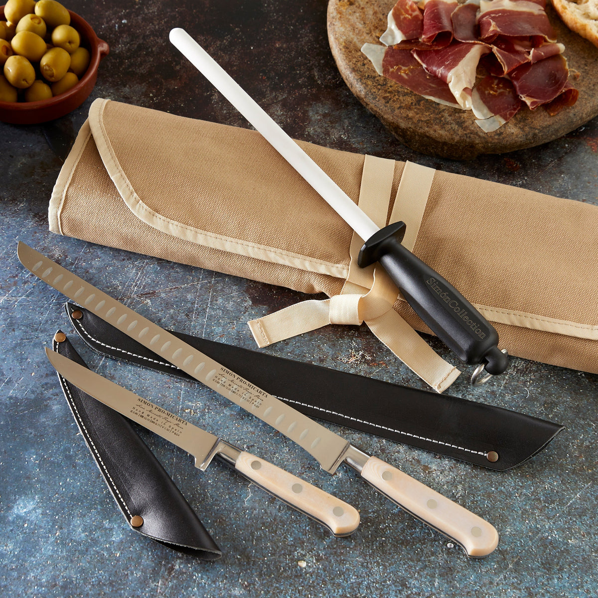 Premium Forged Jamón Knife Set by Cuchillerías Simón