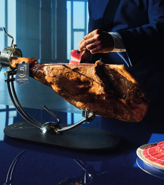 Acorn-fed 100% Ibérico Ham (Whole Bone-in Ham) 15-18 lb with Ham Holder + Jamon Knife Set | FREE SHIPPING!